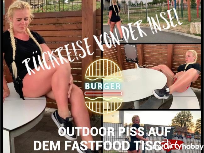 Rückreise von der Insel Borkum - Outdoor piss aufs den Fastfood Tisch