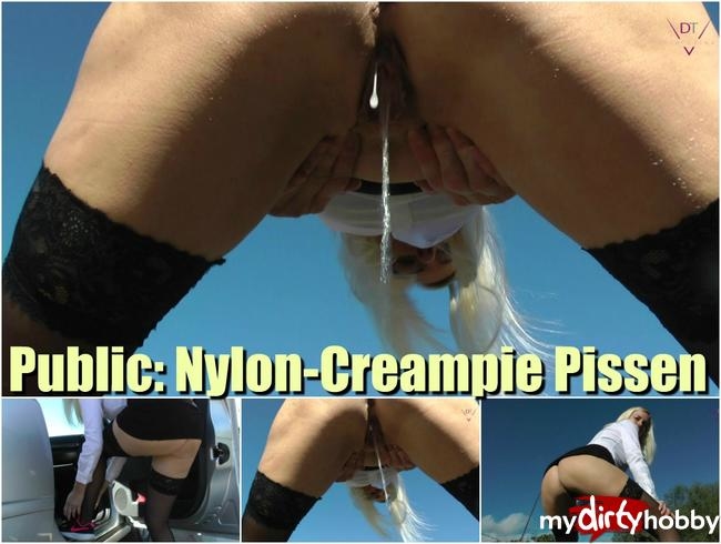 Public: Nylon Creampie Pissen